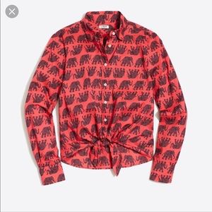 Like new! J. Crew Printed Tie-waist Shirt